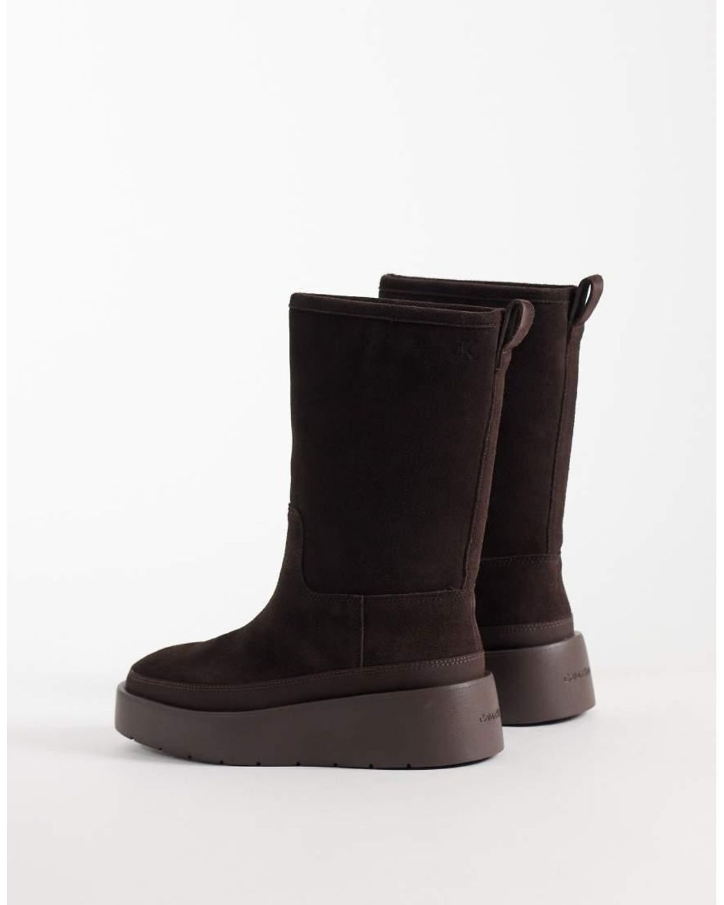 Calvin Klein Black Suede Flatform Boots With