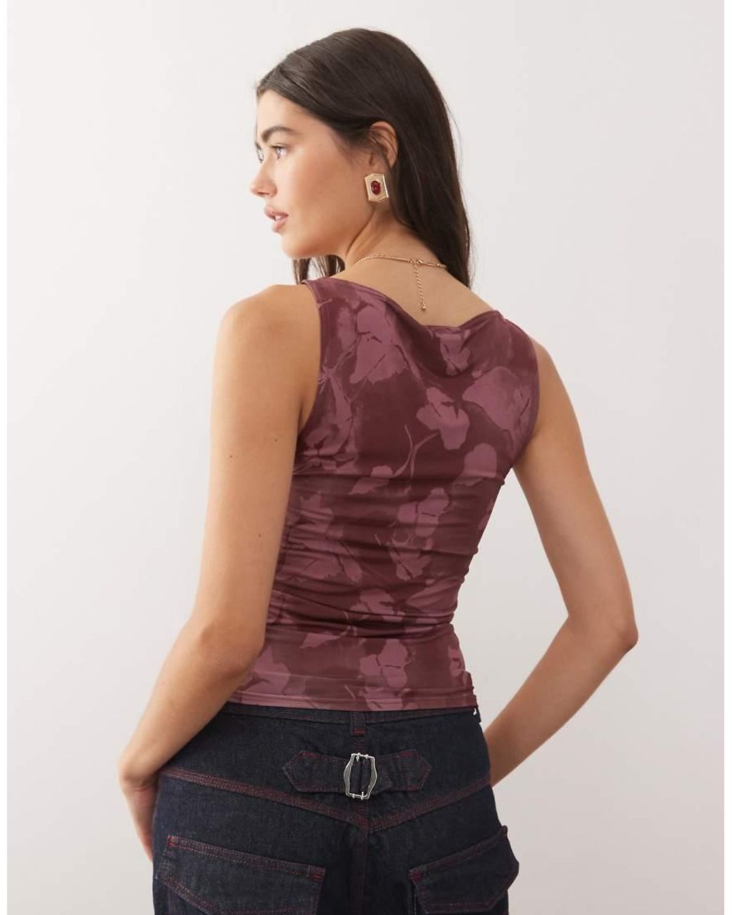 Reclaimed Vintage Red Slash Neck Tank