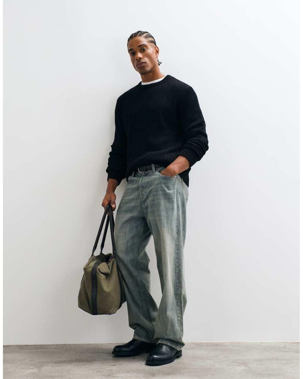 Jack & Jones Blue Fine Rib Jumper for men