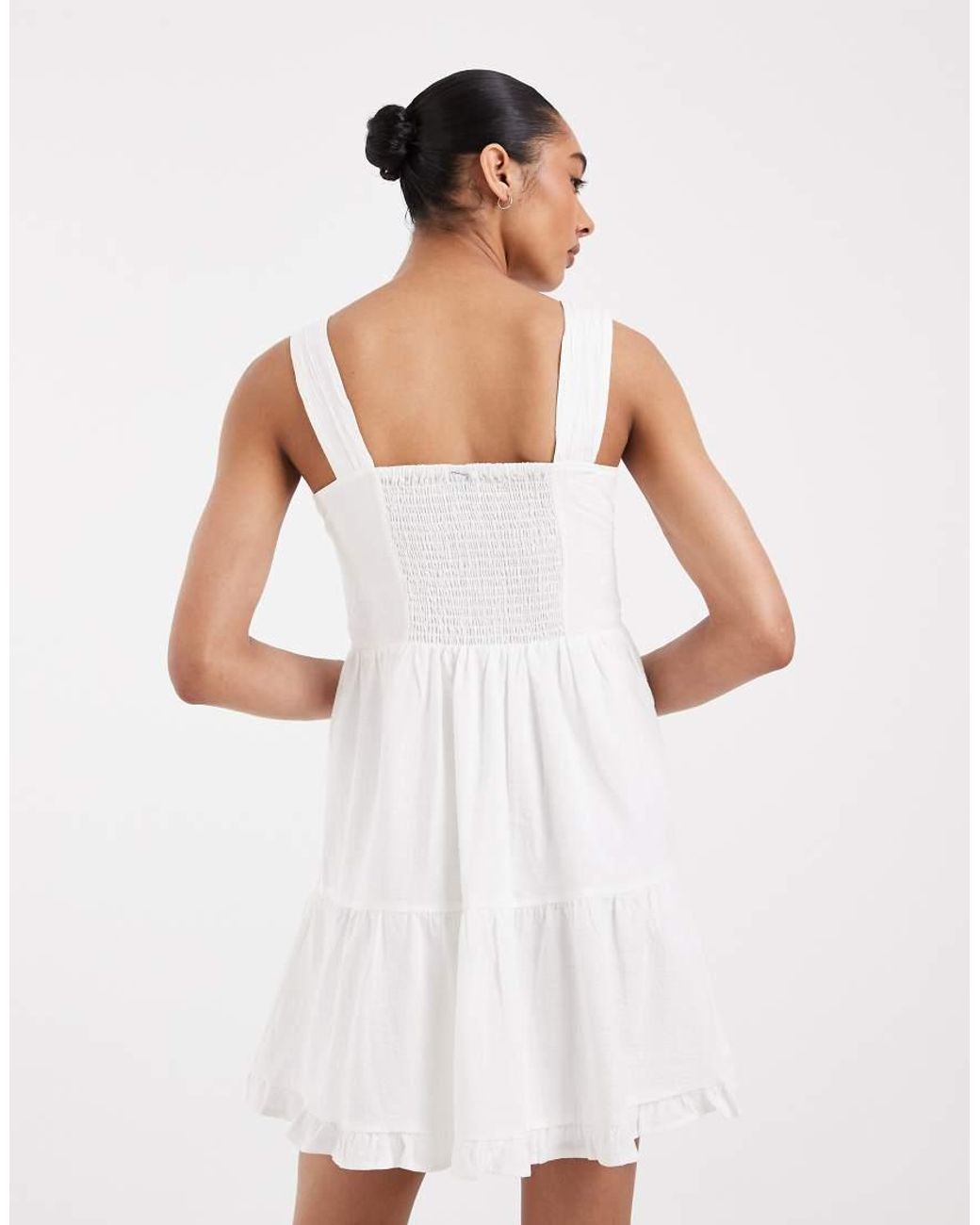 Vero Moda White Broderie Sleeveless Milkmaid Style Mini Dress