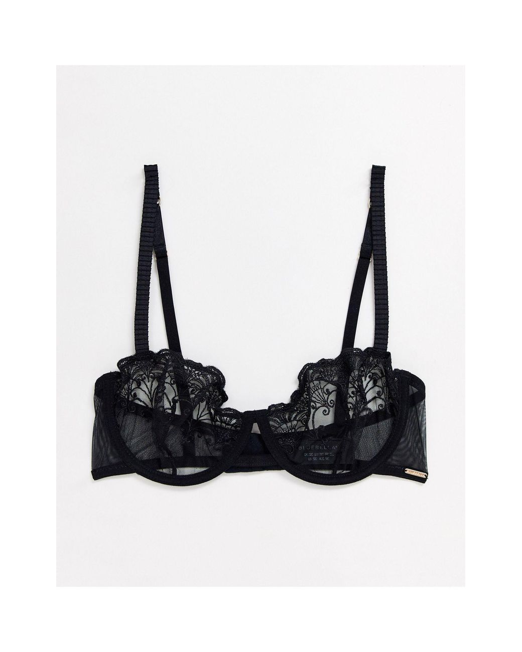 Bluebella Sofia Wetlook Embroidered Half Cup Balconette Bra With Hardware  Detail In Black for Women