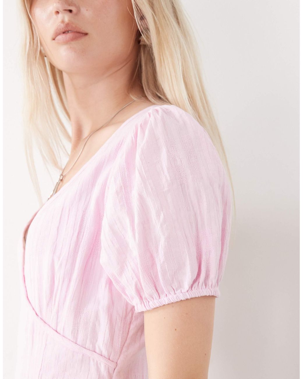 Collusion Drop Waist Puff Sleeve Maxi Dress in Pink | Lyst