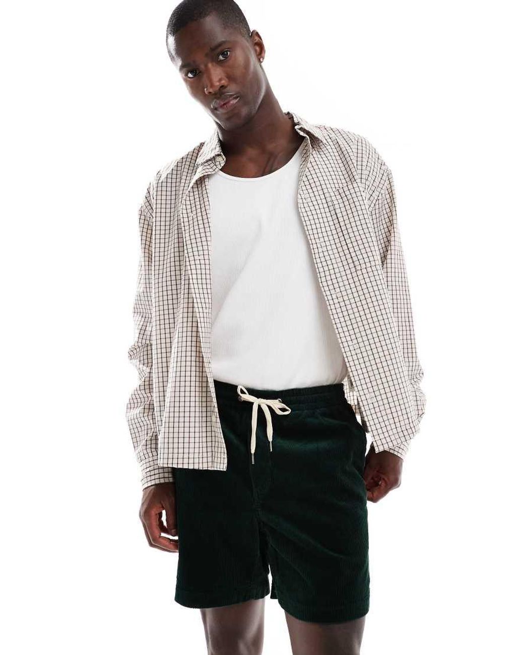 Polo Ralph Lauren White Prepsters Flat Front Cord Shorts for men