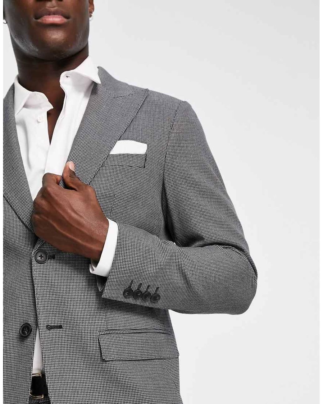 SELECTED Gray Slim Fit Suit Jacket for men