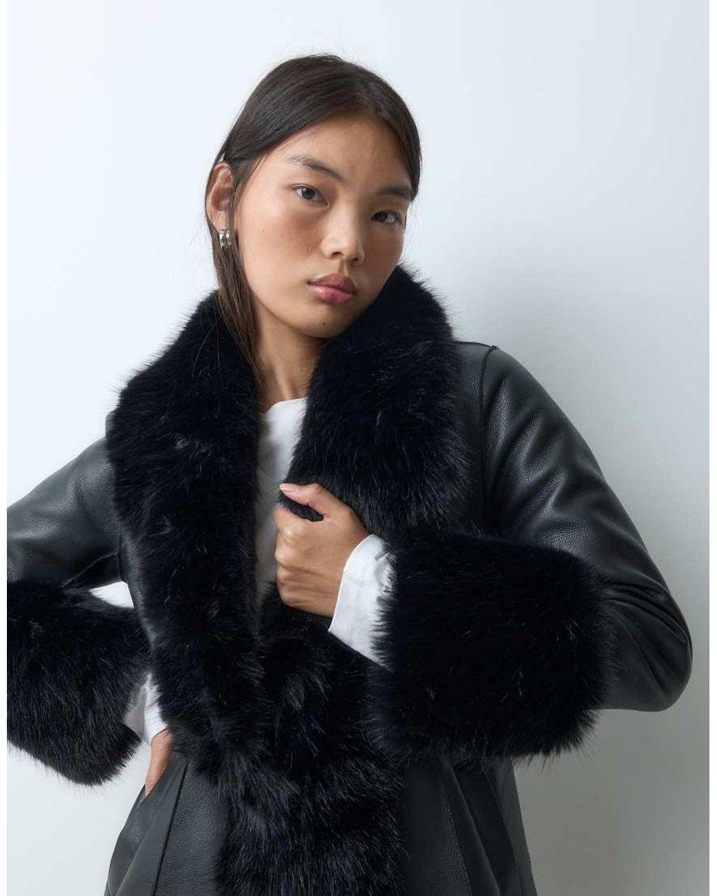 Urbancode Black Faux Shearling Maxi Penny Lane Coat