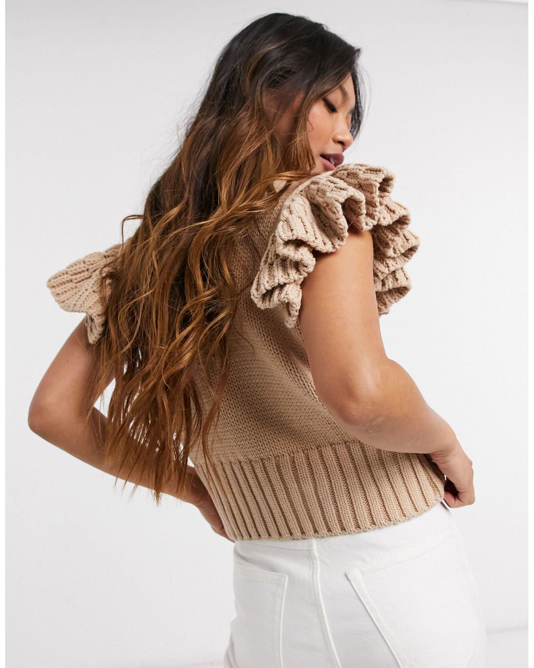 Y.A.S Cotton High Neck Knitted Vest 
