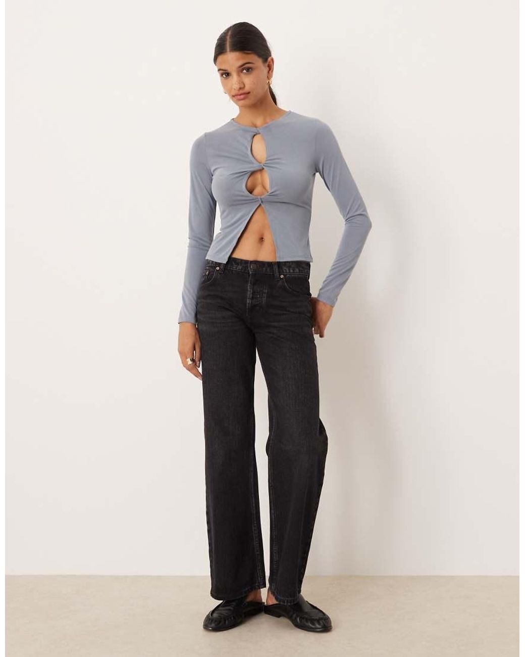 ASOS Blue Modal Long Sleeve Key Hole Cardigan