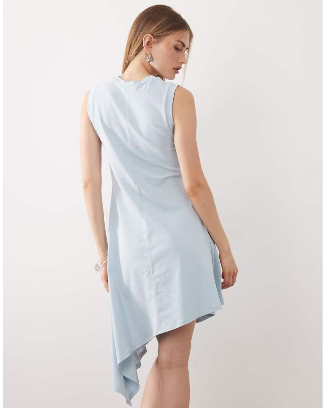ASOS White Sleeveless Mini Dress With Asymmetric Hem