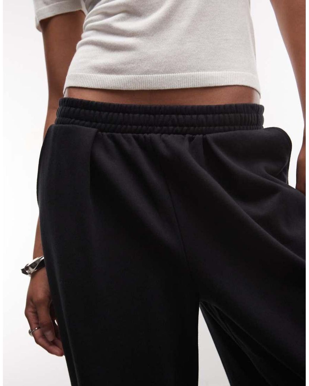 ASOS Black Wide Leg Jogger With Pleat