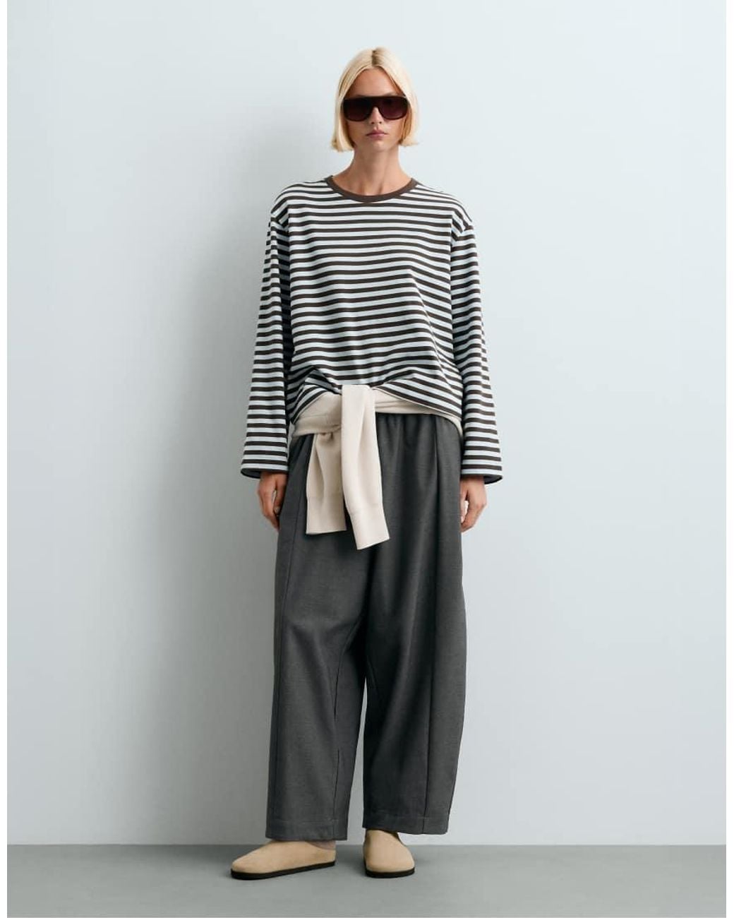 Oysho Gray 100% Cotton Long Sleeve T-Shirt