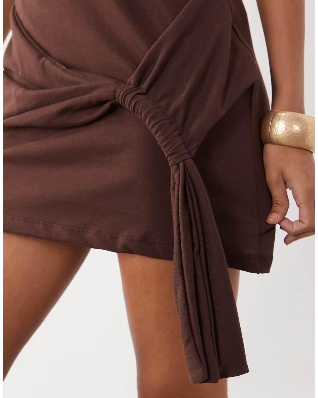 ASOS Brown Sarong T-shirt Dress