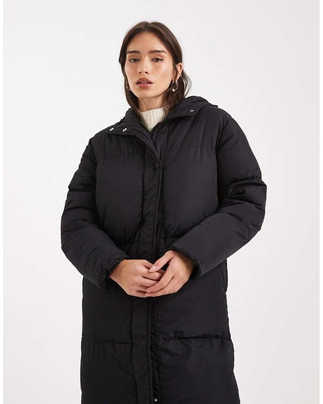 Threadbare Blue Maxi Puffer Coat With Hood