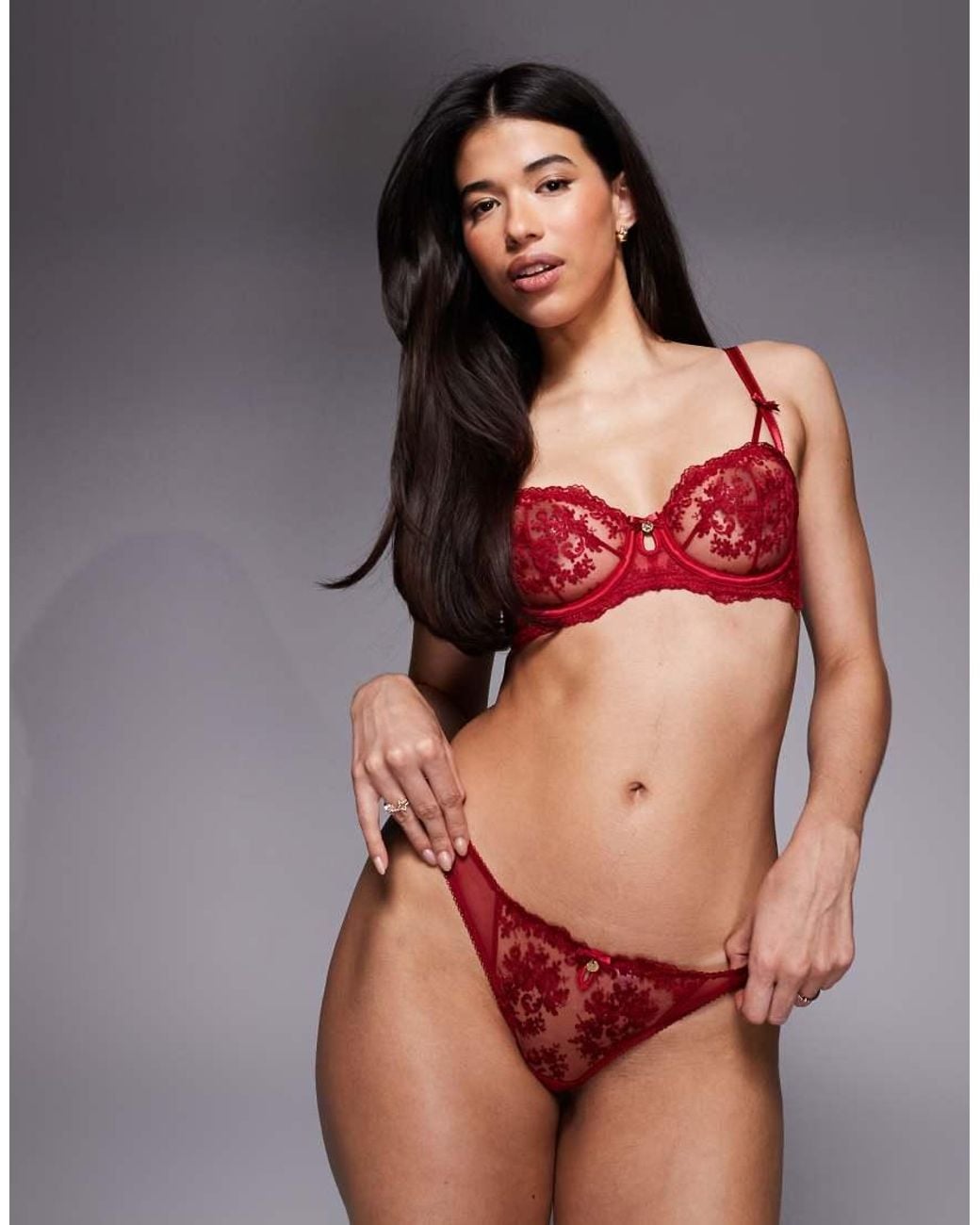 Boux Avenue Red Anastasia Lace Balconette Bra