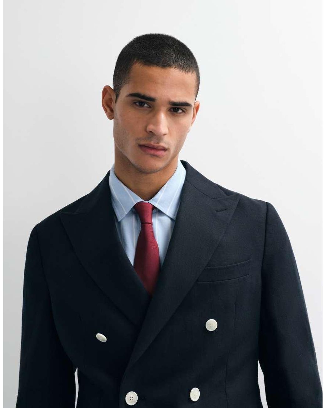 ASOS Black Mix & Match Linen-rich Slim Double-breasted Suit Jacket for men