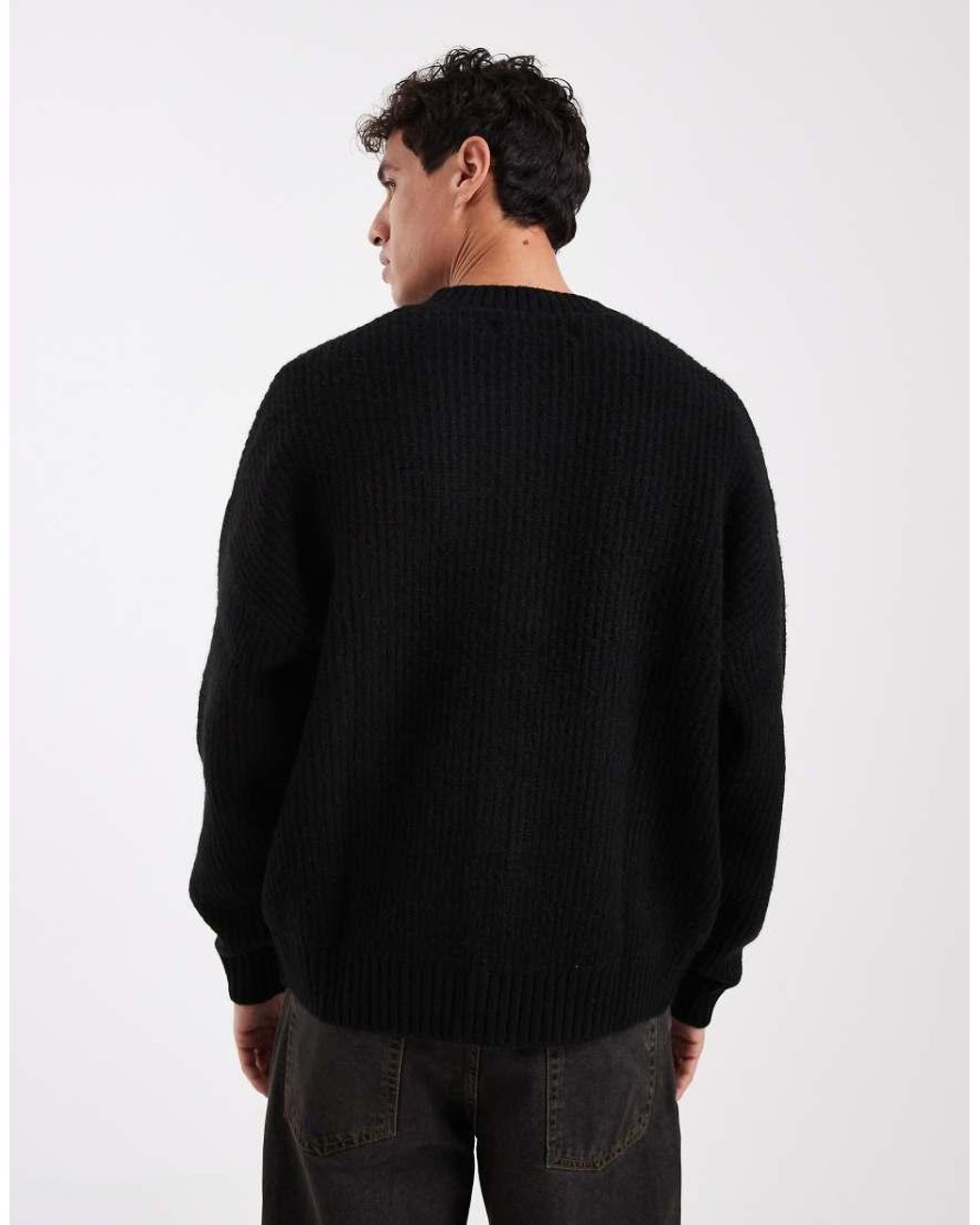 Jack & Jones Black Crew Neck Cardigan for men
