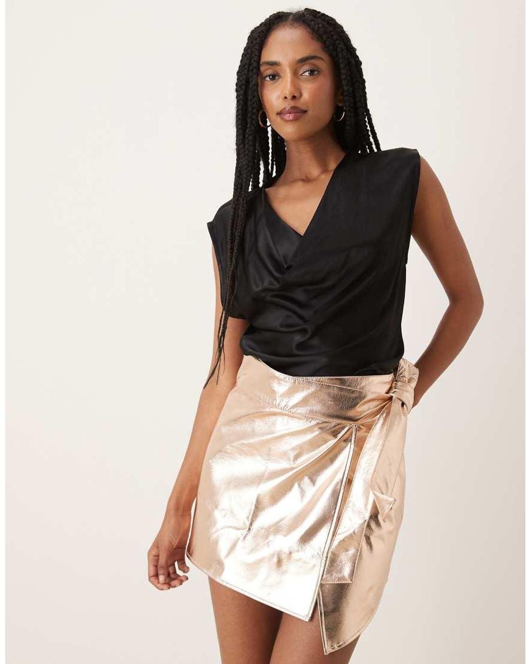 Glamorous Natural Wrap Mini Skirt