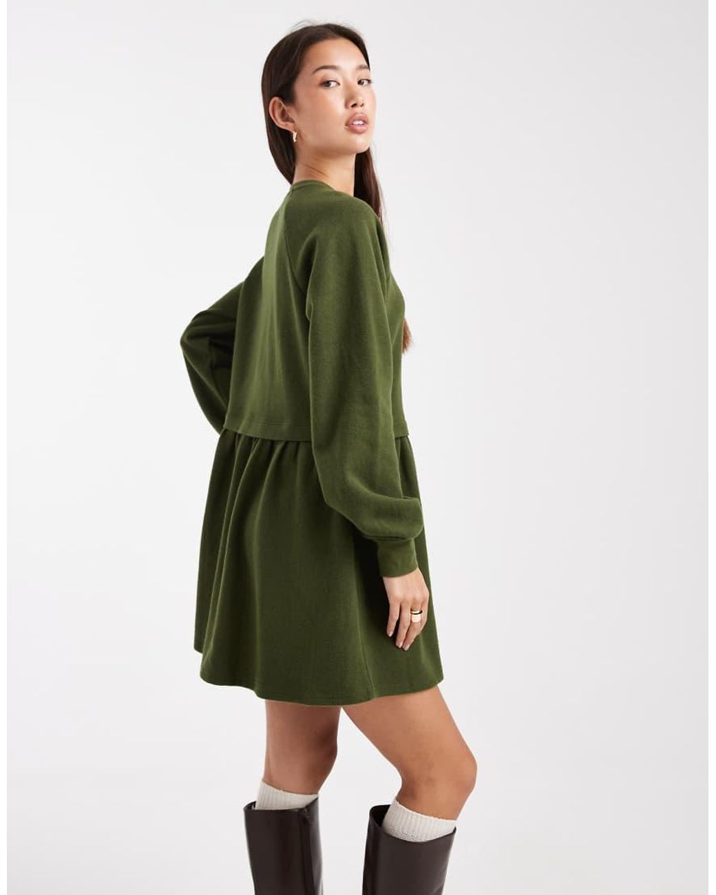 Miss Selfridge Green Super Soft Brushed Smock Dress