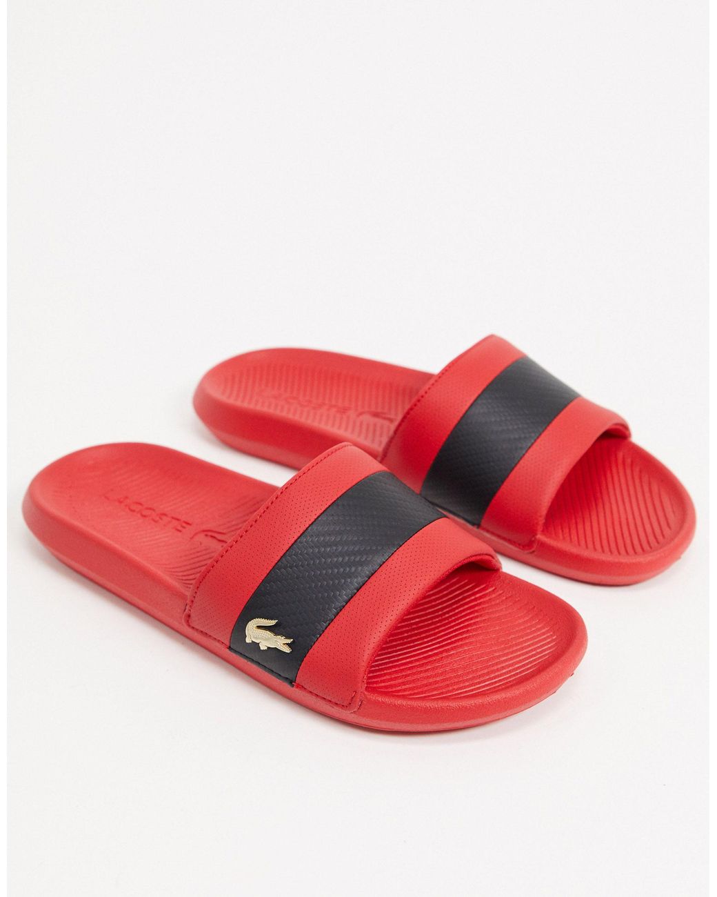 lacoste sliders gold croc