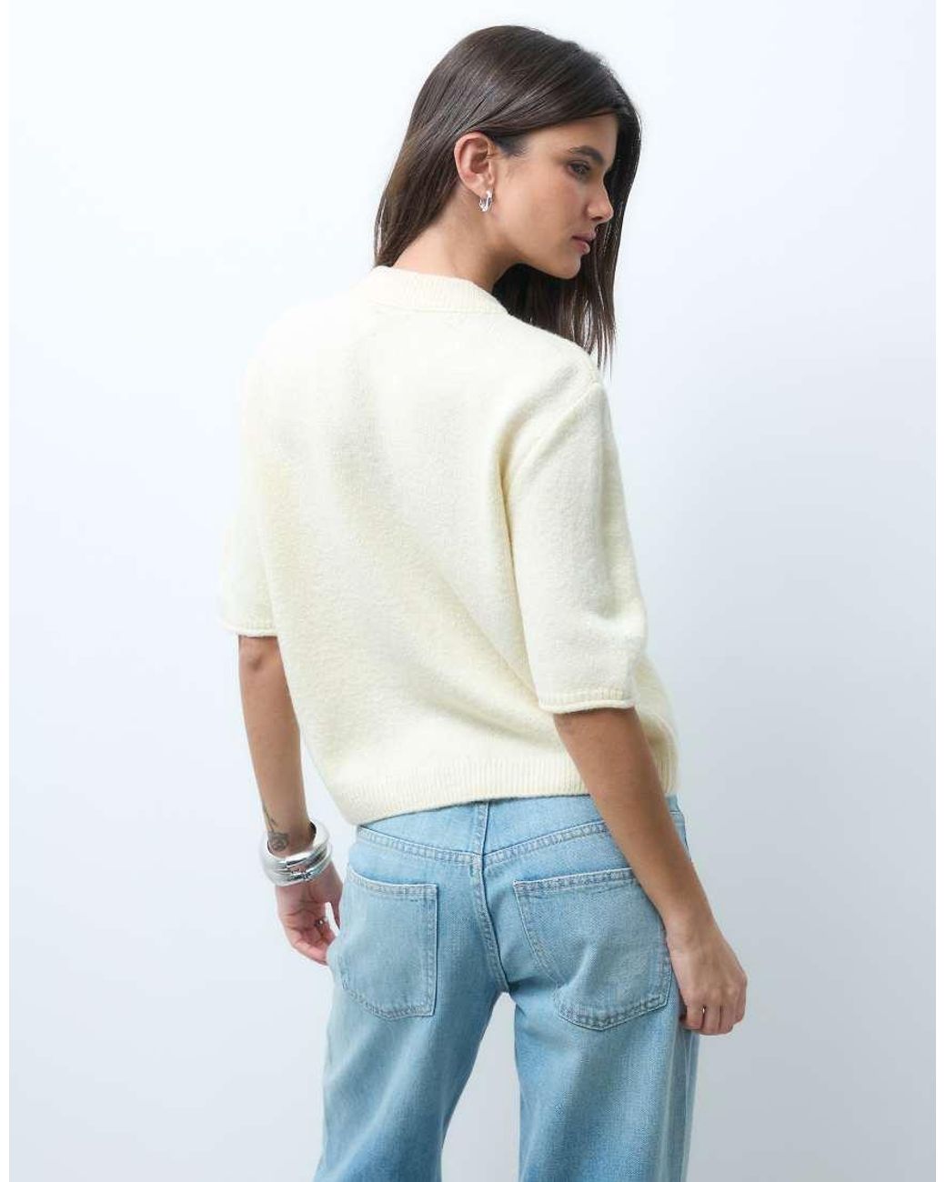 ASOS Natural Lightweight Relaxed Short Sleeve Cardigan
