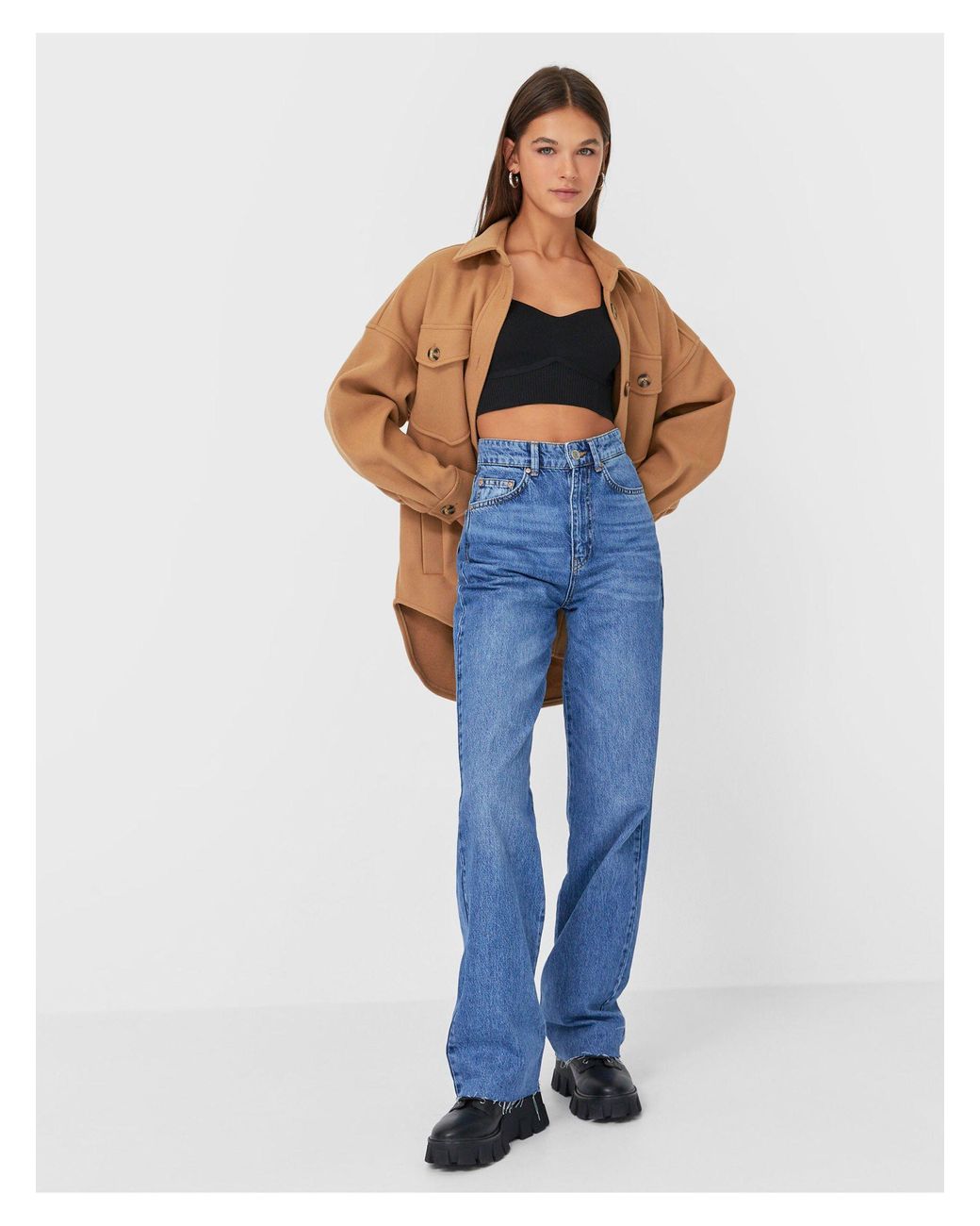 Stradivarius Denim 90s Dad Jean in Blue 