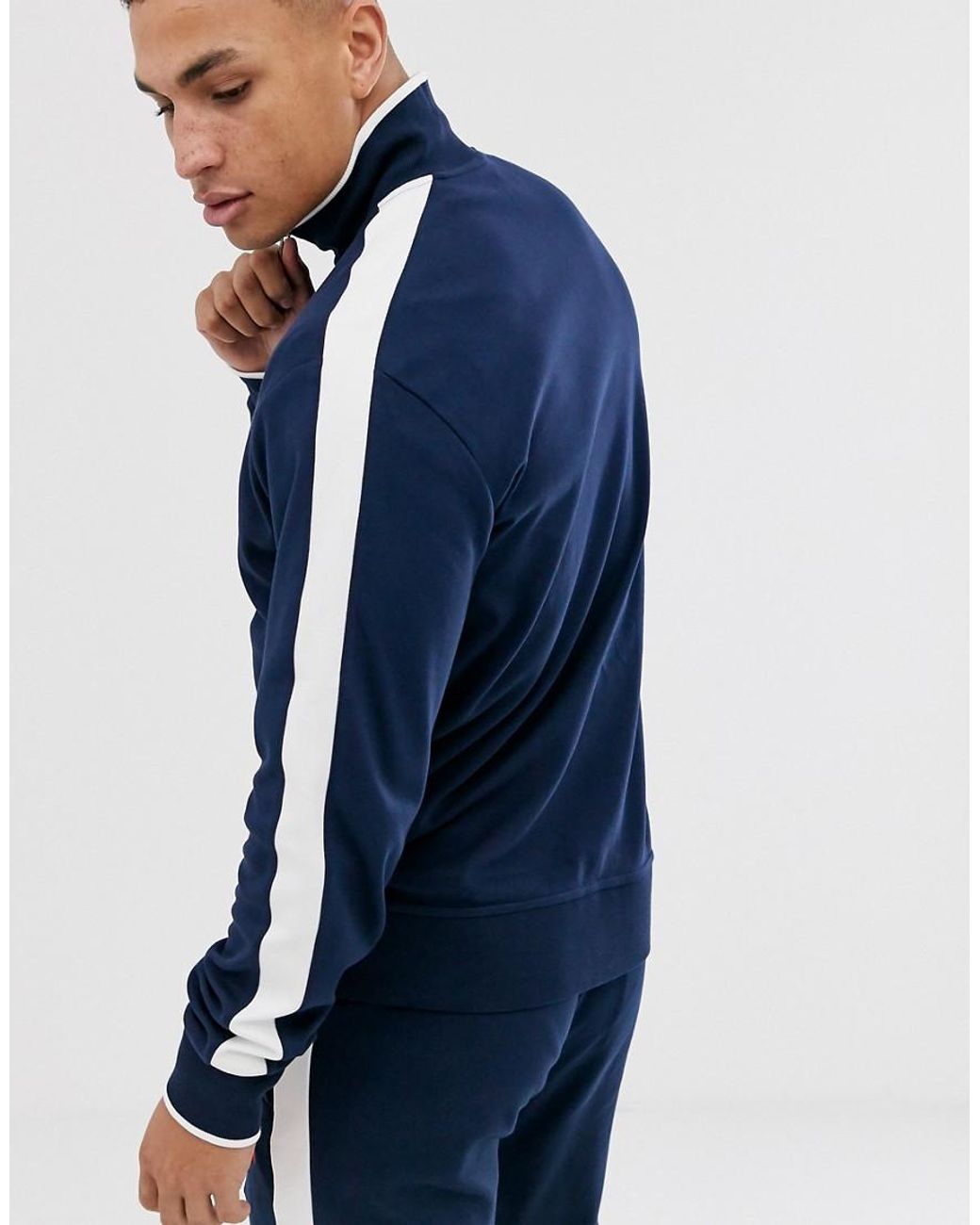 Top de survêtement à bandes sur les côtés - Bleu marine avec du blanc Coton  Polo Ralph Lauren pour homme en coloris Bleu | Lyst