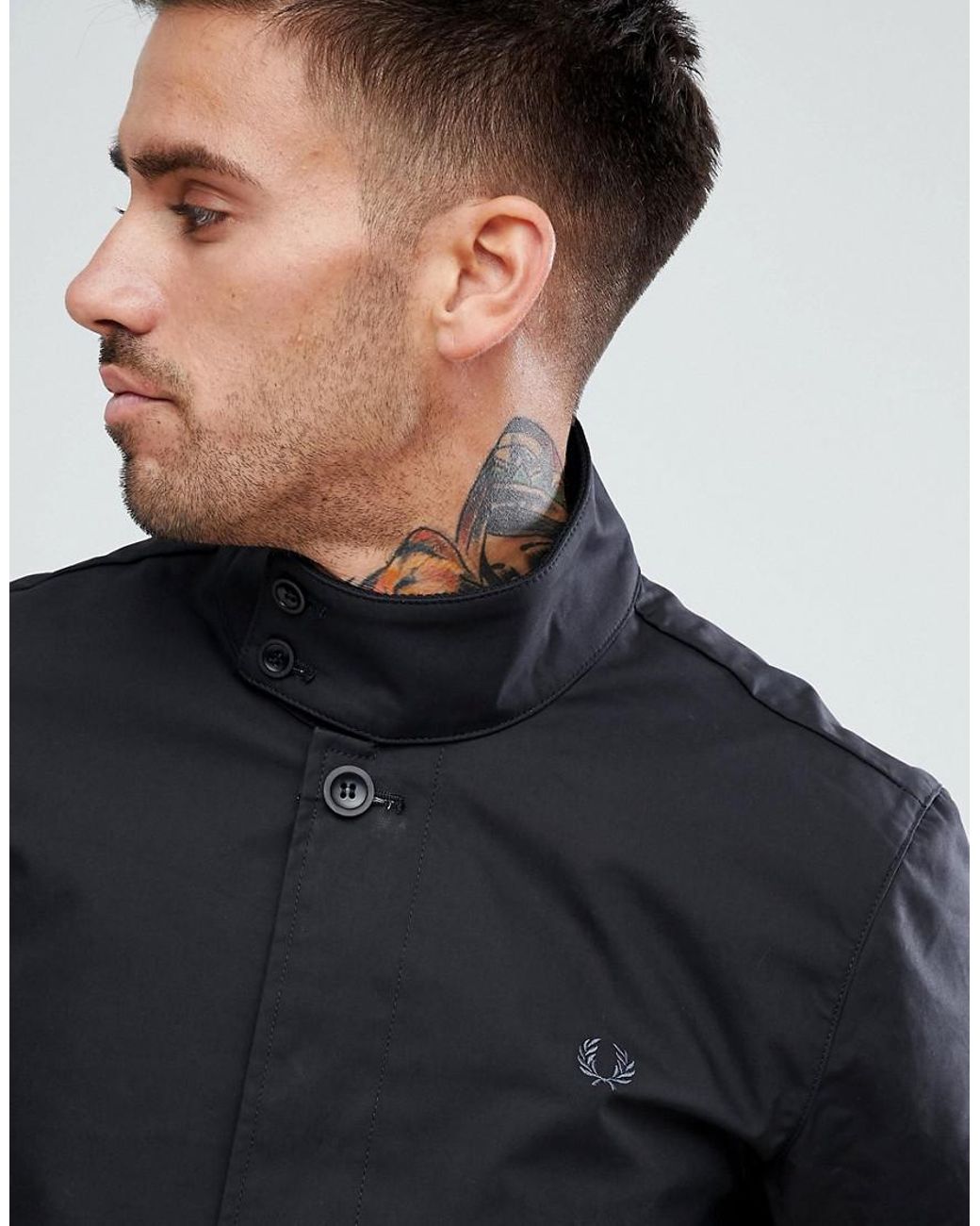 Fred Perry Bonded Mac In Black for Men | Lyst