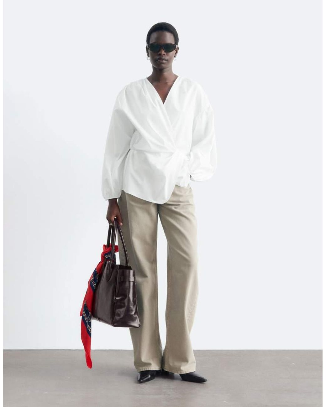 & Other Stories White Pure Cotton Cinch Waist Shirt