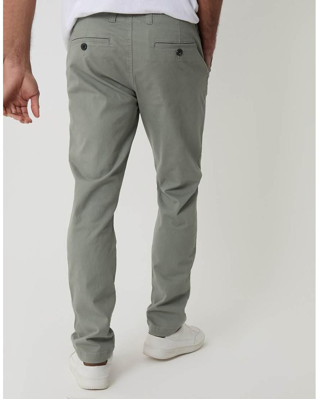 Threadbare Gray Cotton Slim Fit Chino Trousers With Stretch for men