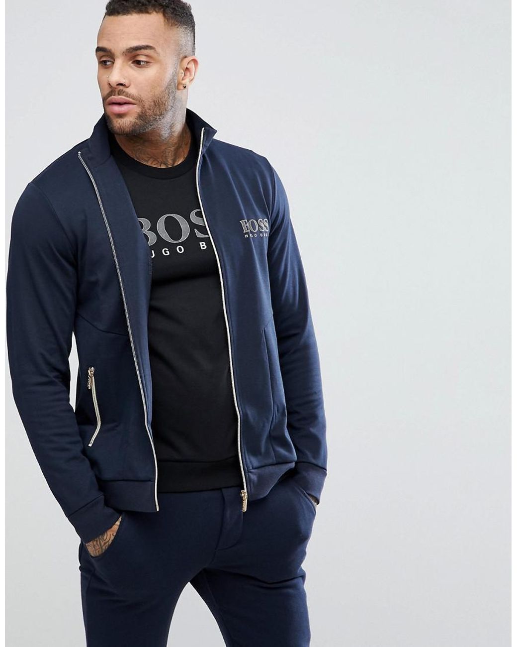 Navy blue hotsell hugo boss tracksuit