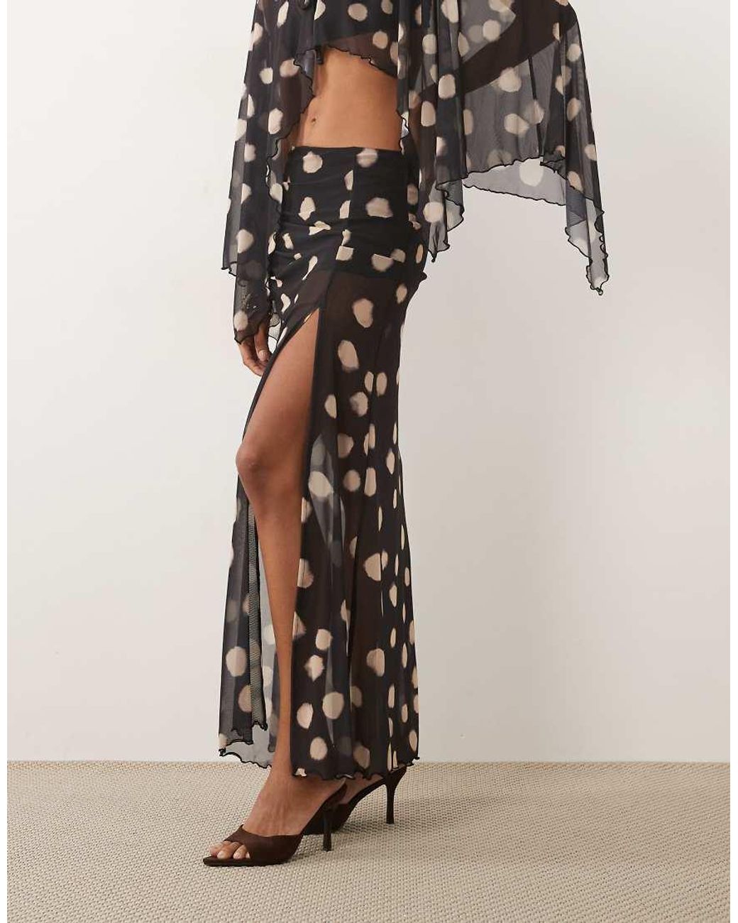 ASOS Multicolor Co-Ord Printed Mesh Maxi Skirt