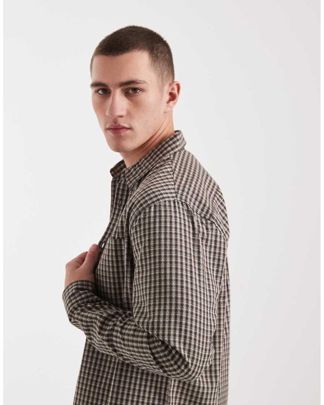 Cotton On Brown Long Sleeve Shirt for men