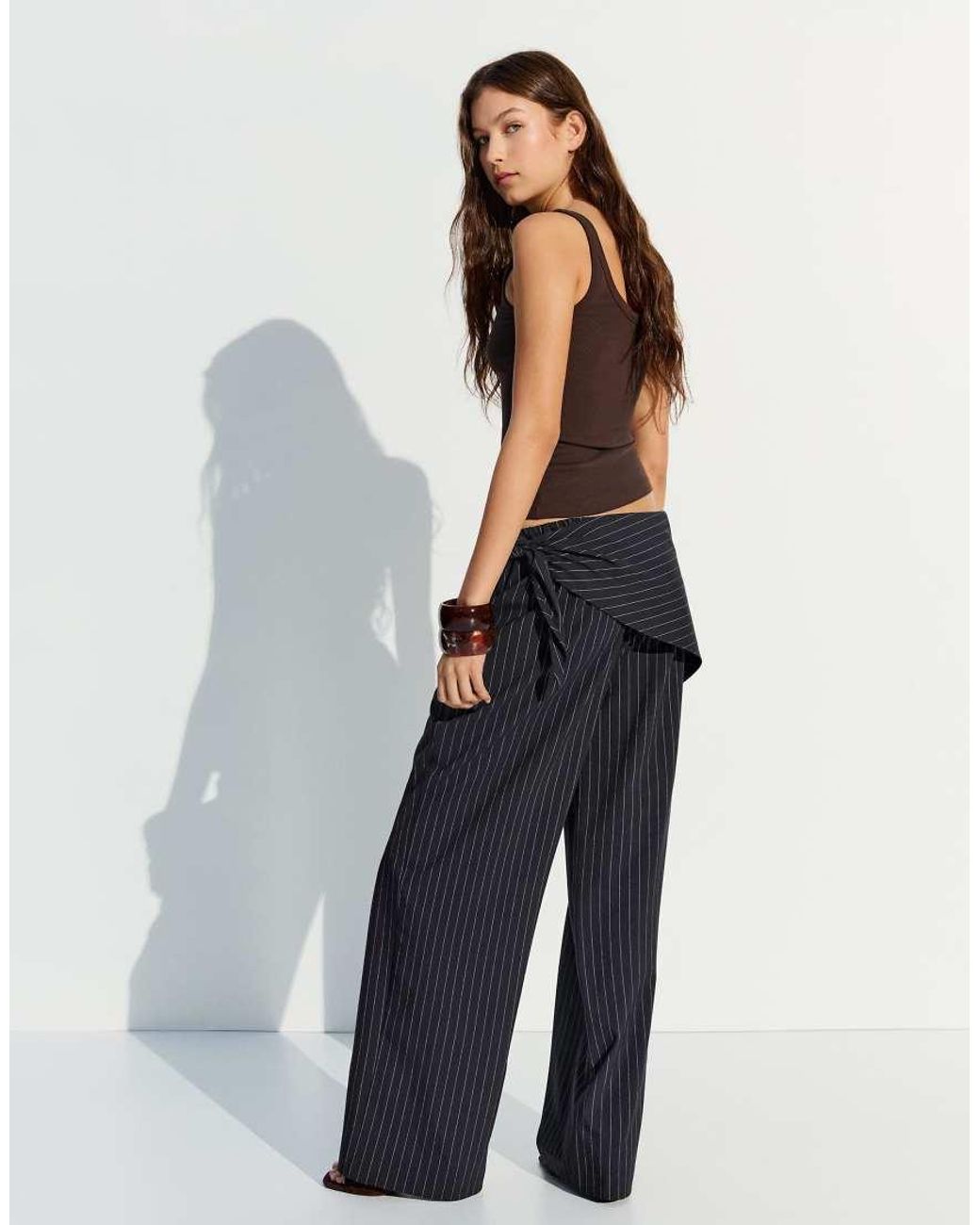 Bershka Blue Tailored Fit Scarf Trousers