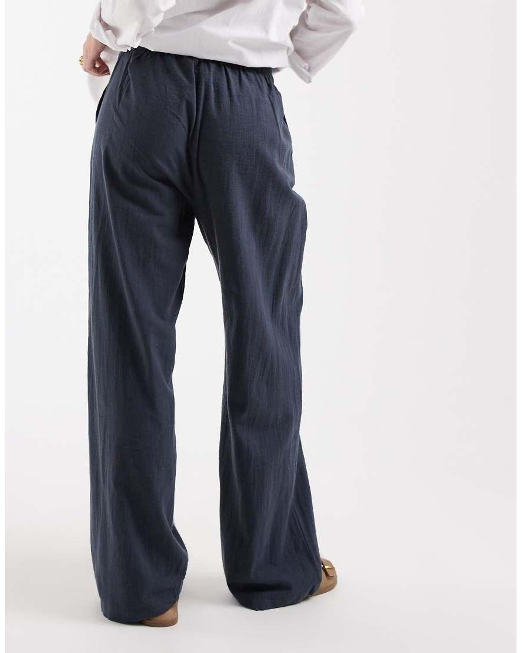 ONLY Blue Wide Leg Linen Look Pants