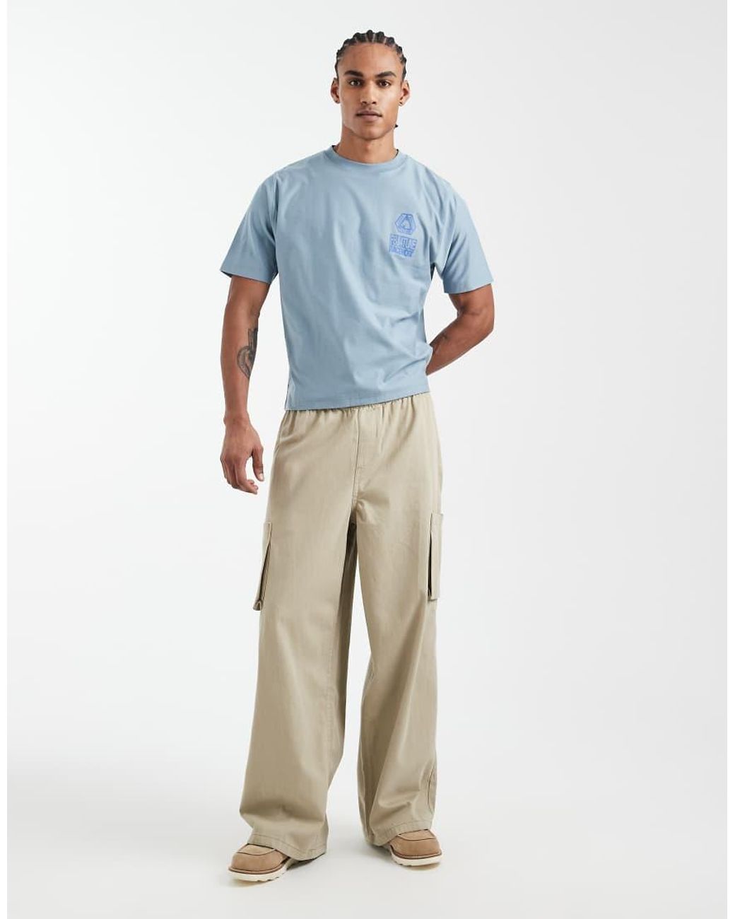 Cotton On Blue Box Fit T-shirt With Graphic for men