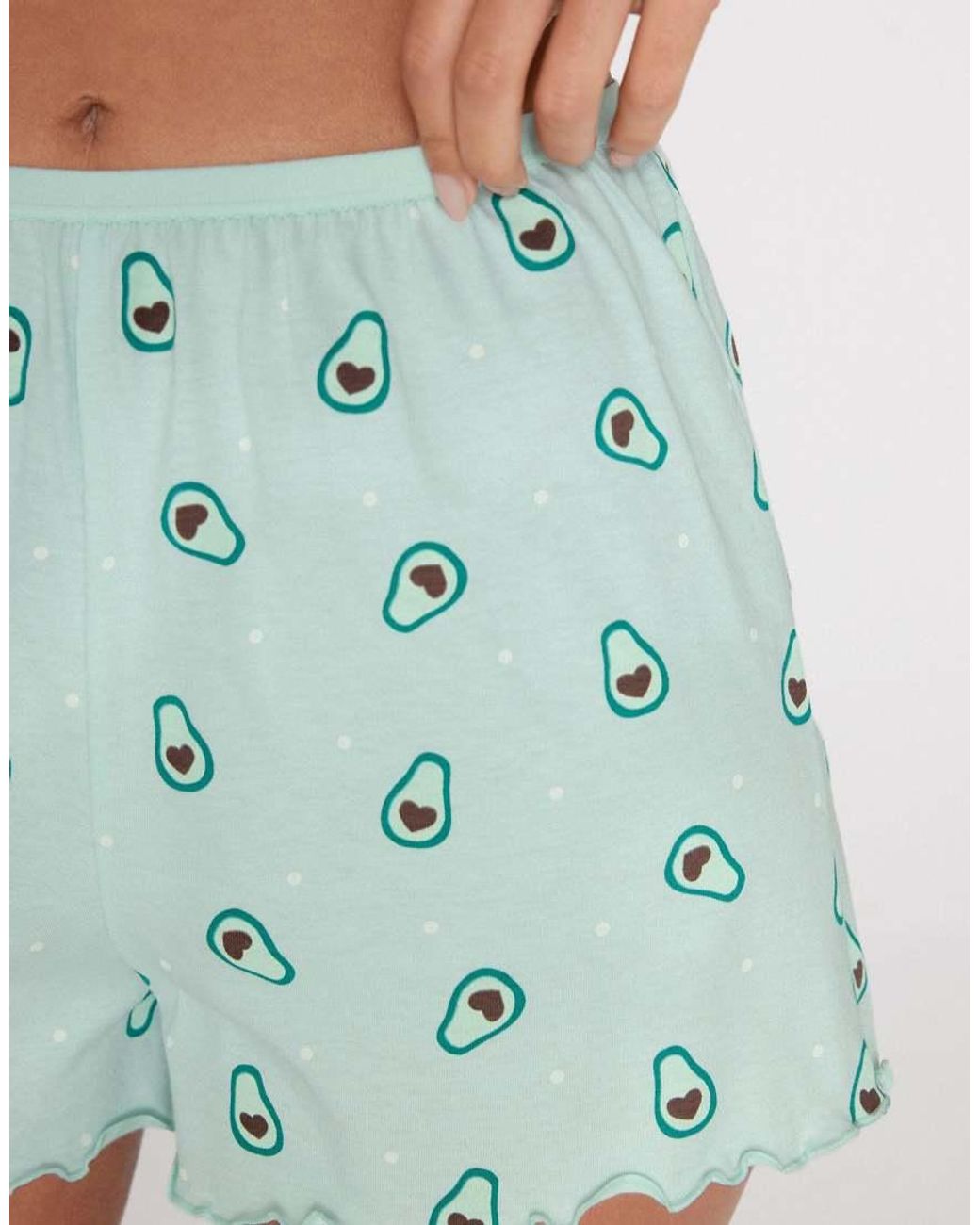 Tezenis Blue Printed Cotton Shorts With Rolled Hem