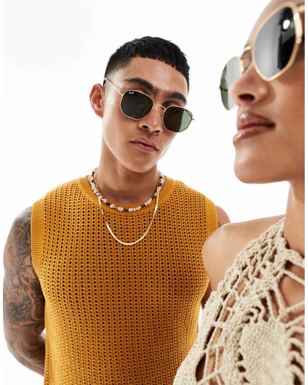 Ray-Ban Metallic Hexagonal Sunglasses