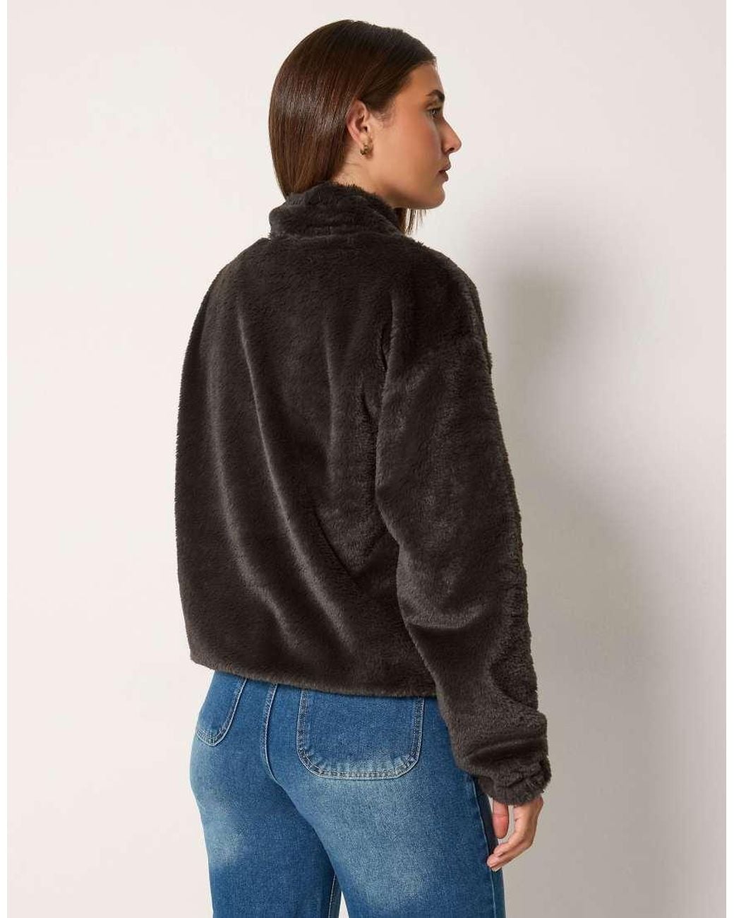 Long Tall Sally Black Faux Fur Zip Jacket