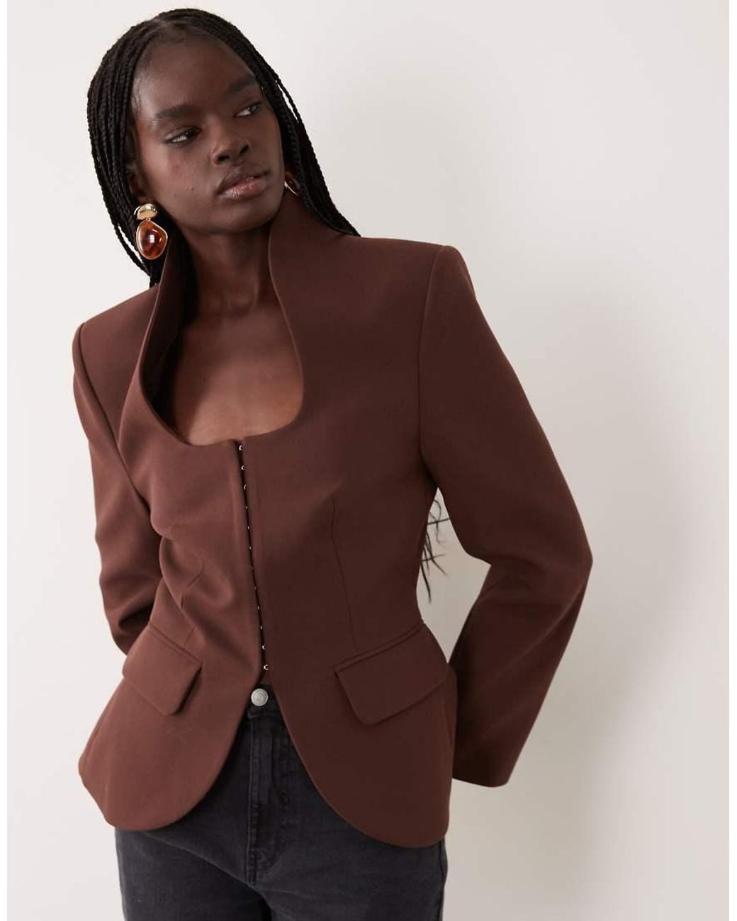 Miss Selfridge Brown Structured Blazer
