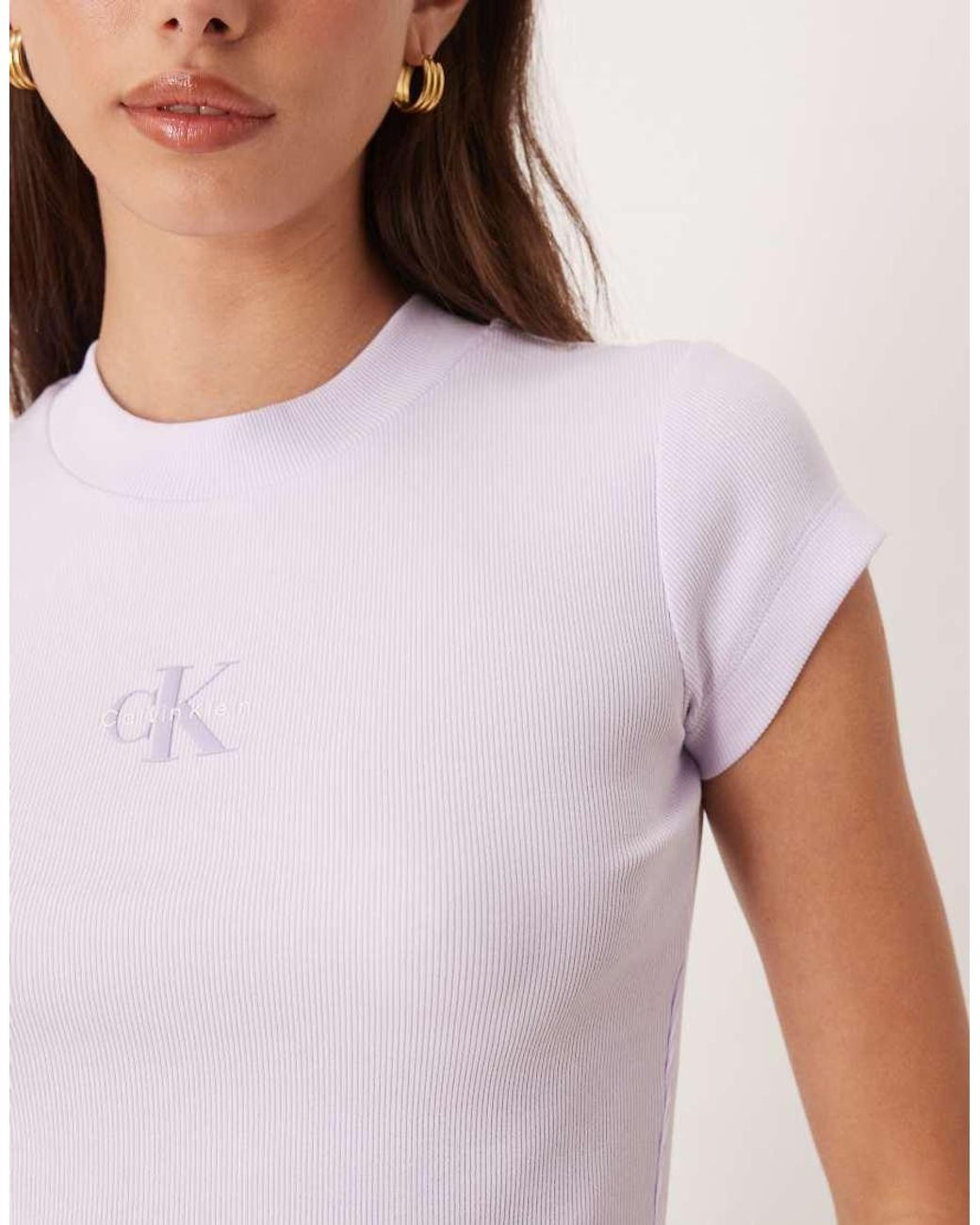 Calvin Klein White Monologo Rib Baby Tee