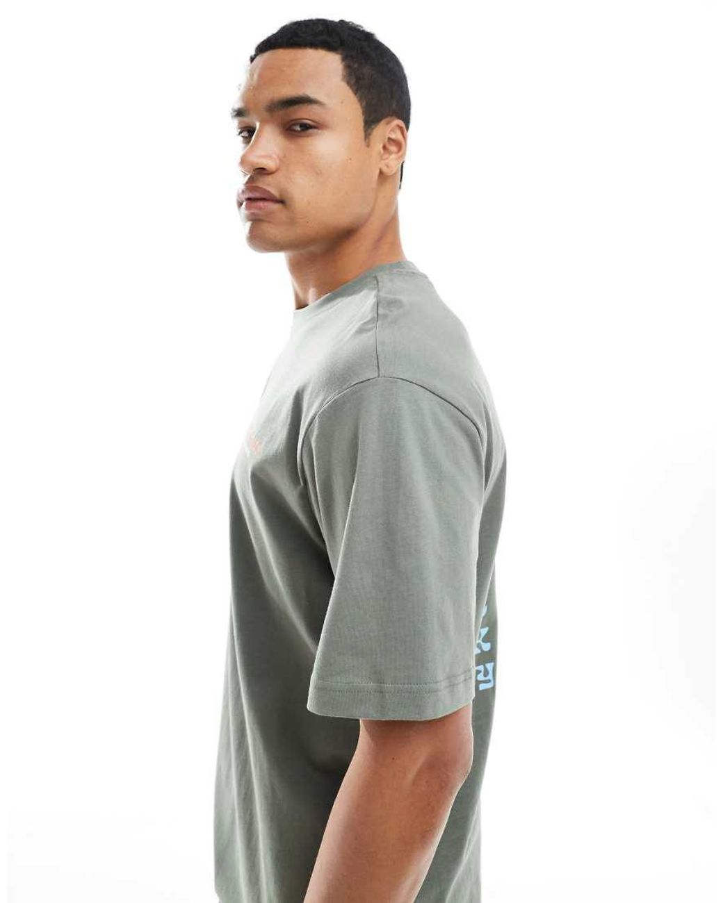 Only & Sons Gray Relaxed Fit T-Shirt With Chopsticks Back Print for men