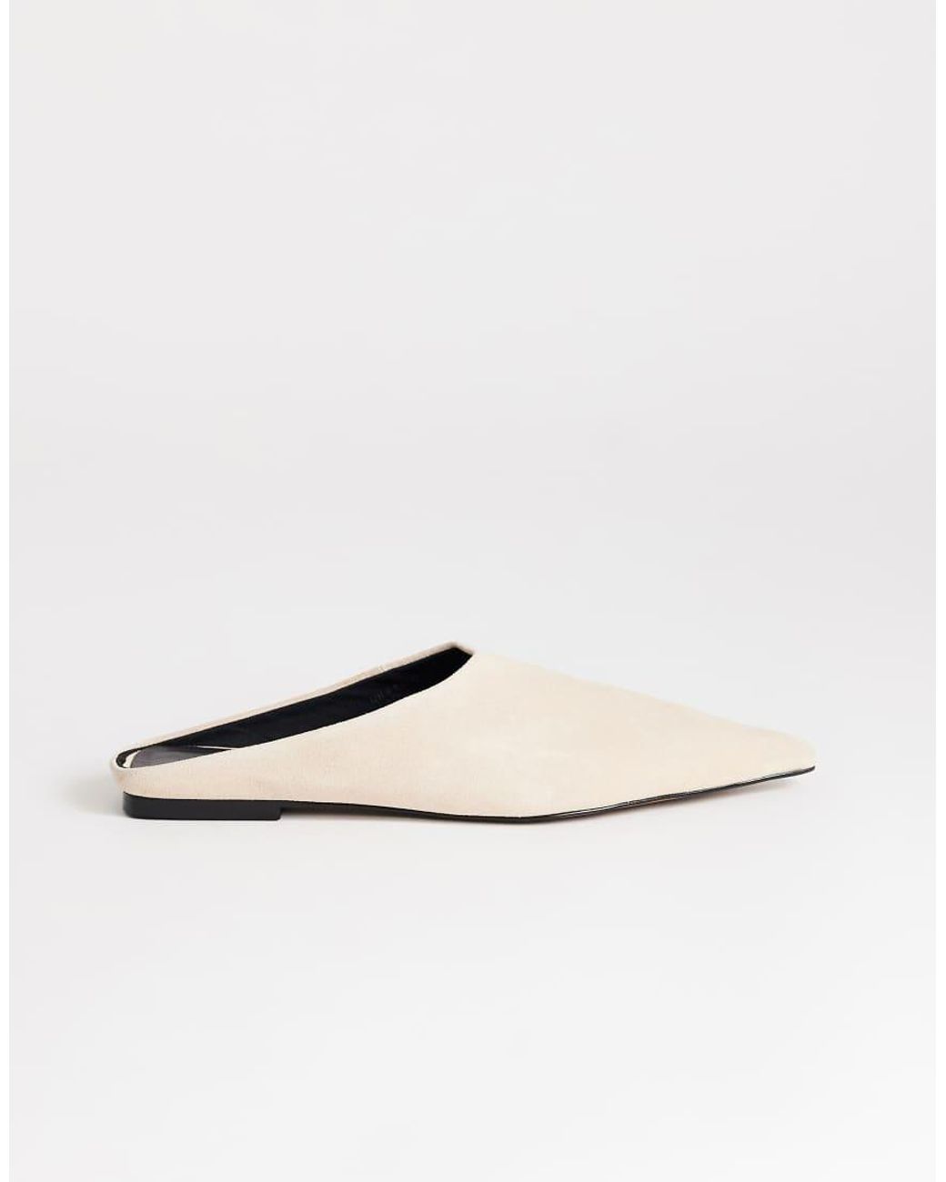 TOPSHOP White Dawn Real Suede Flat Pointed Shoe