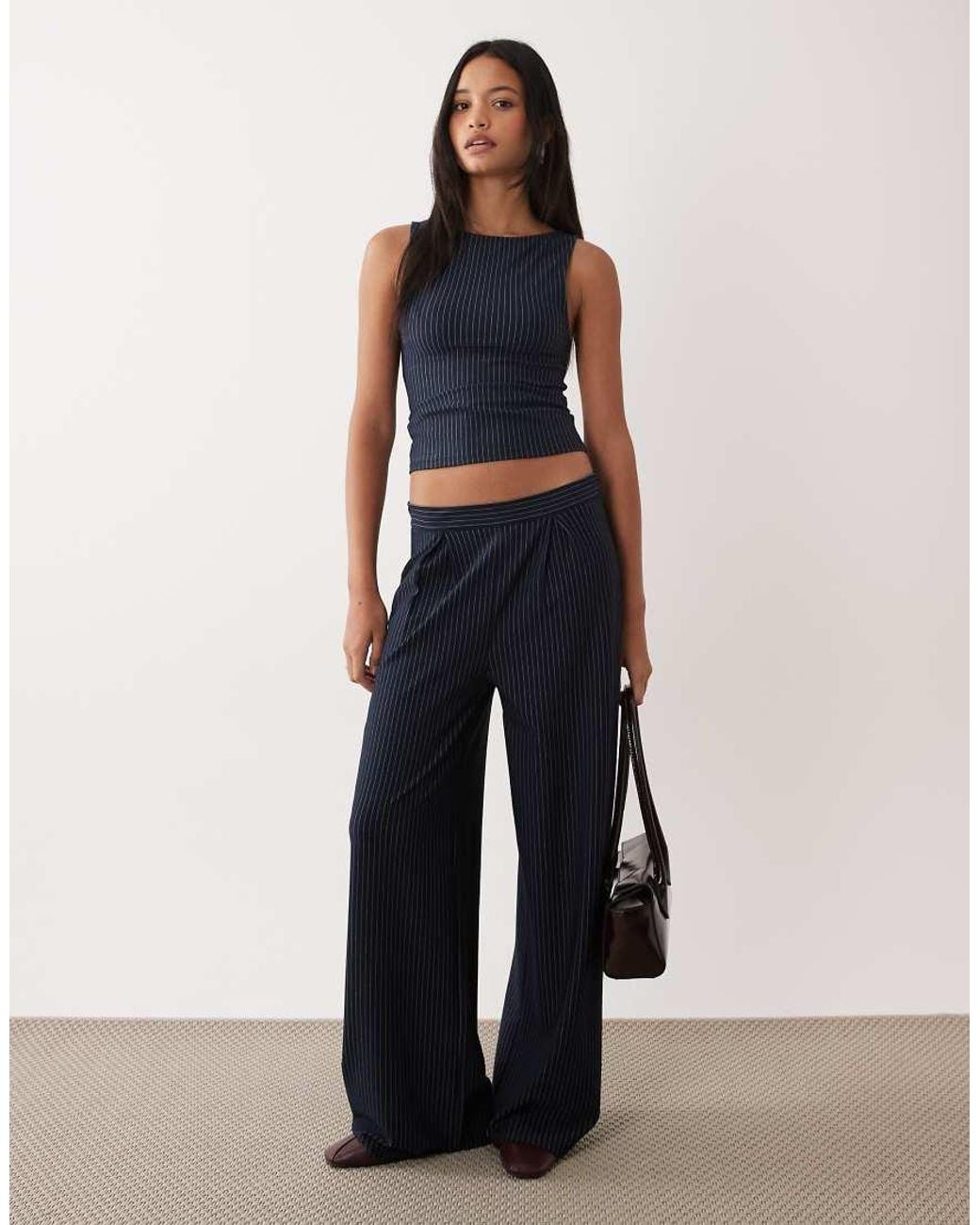 ASOS Blue Jersey Sleeveless Slash Neck Top