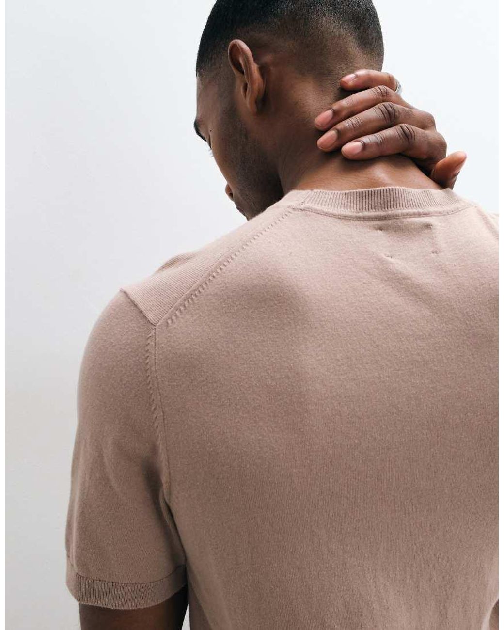 ASOS Natural Essential Relaxed Fine Knit Crew Neck for men