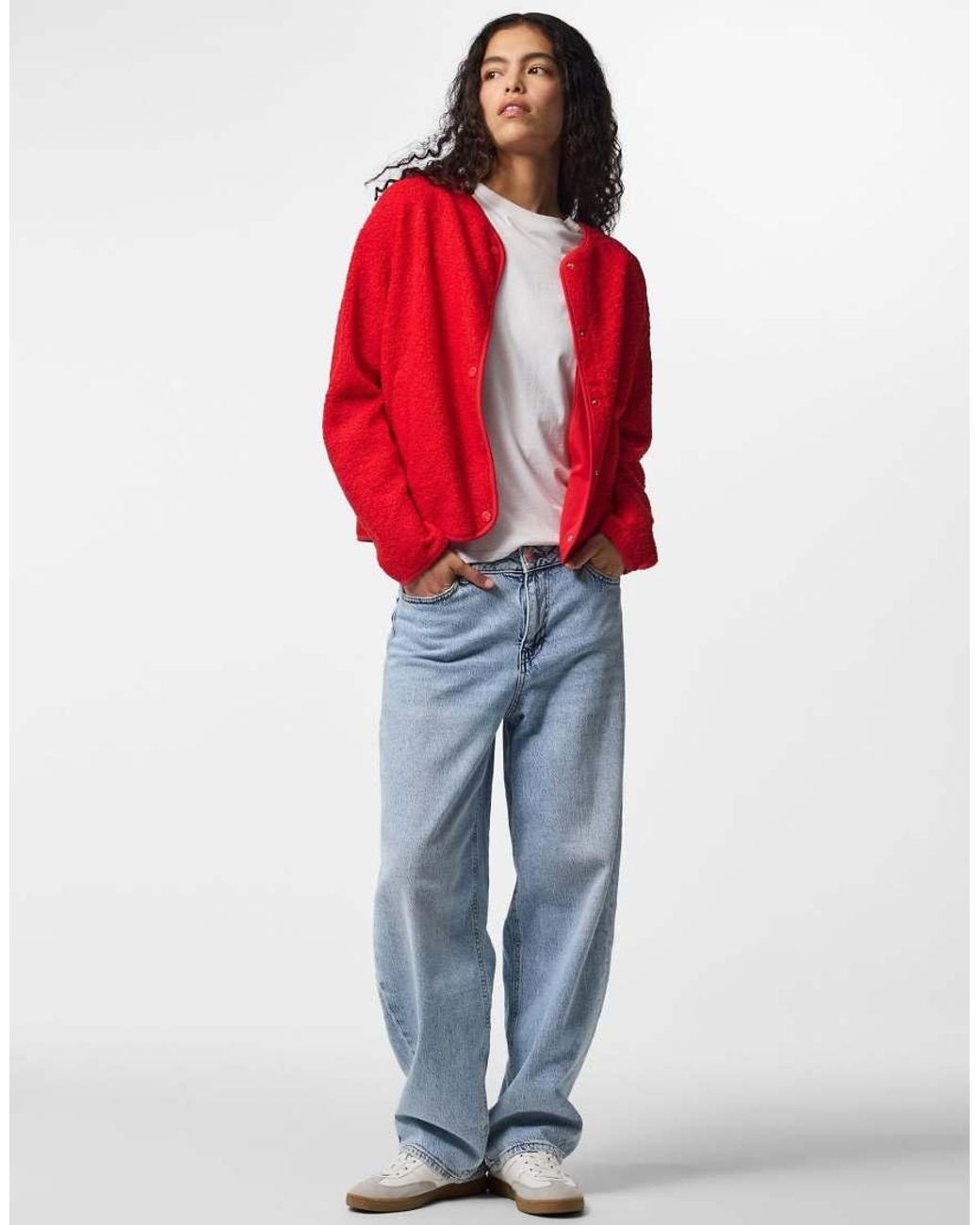 Pieces Red Teddy Jacket