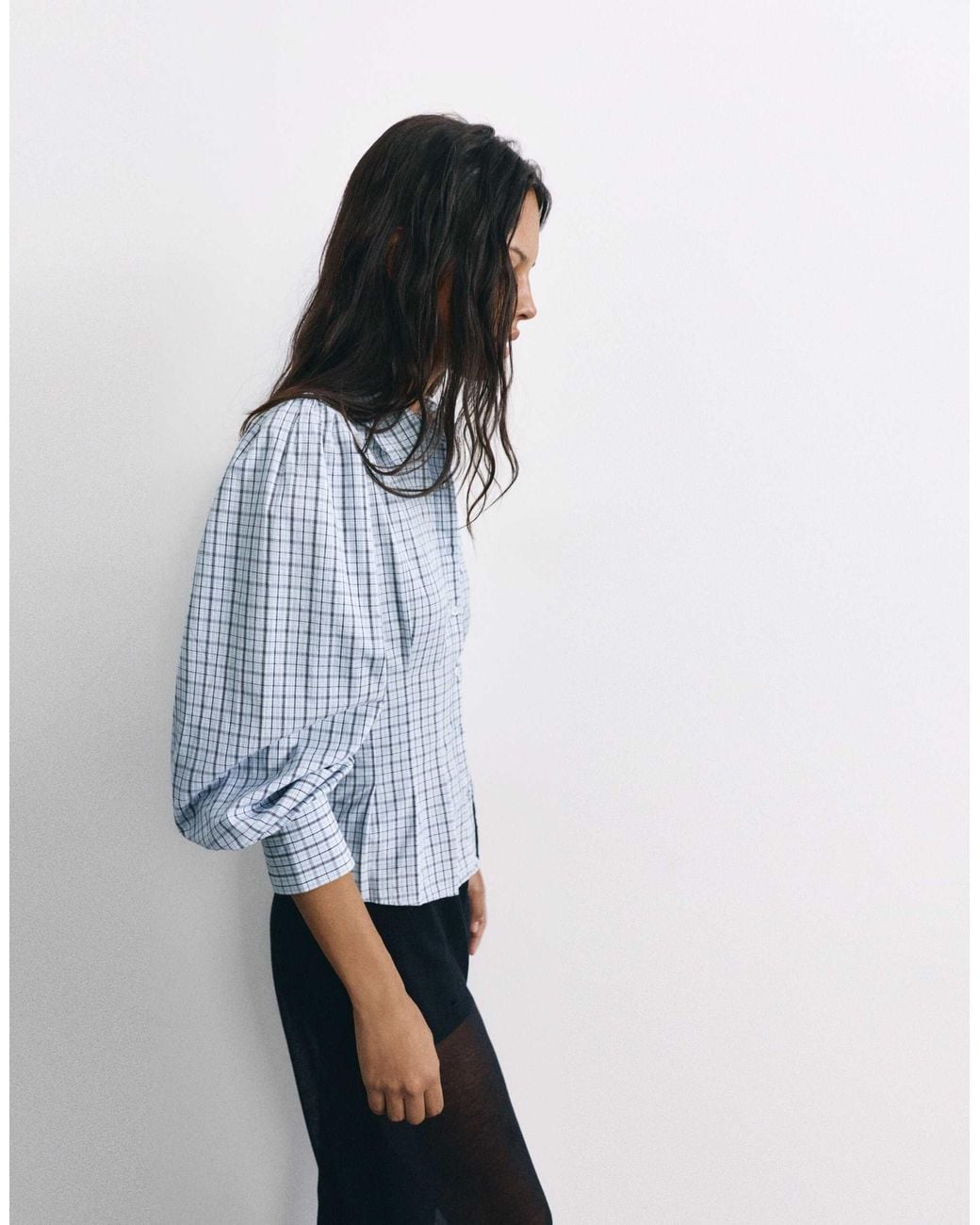 Pull&Bear Blue Kariertes tailliertes hemd
