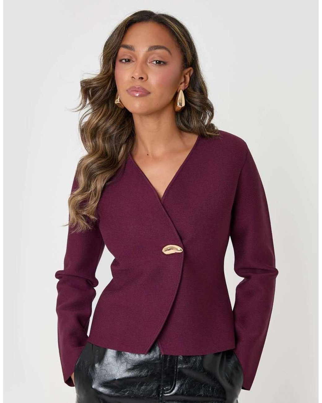 Threadbare Purple Button V-Neck Cardigan