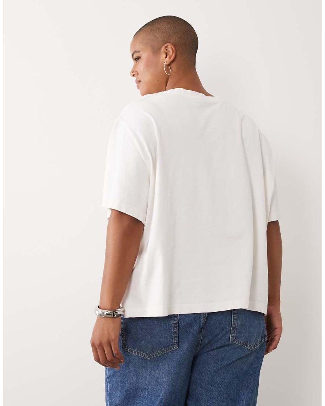 ASOS Blue Asos Design Curve Short Sleeve Oversized Teeth Graphic Top
