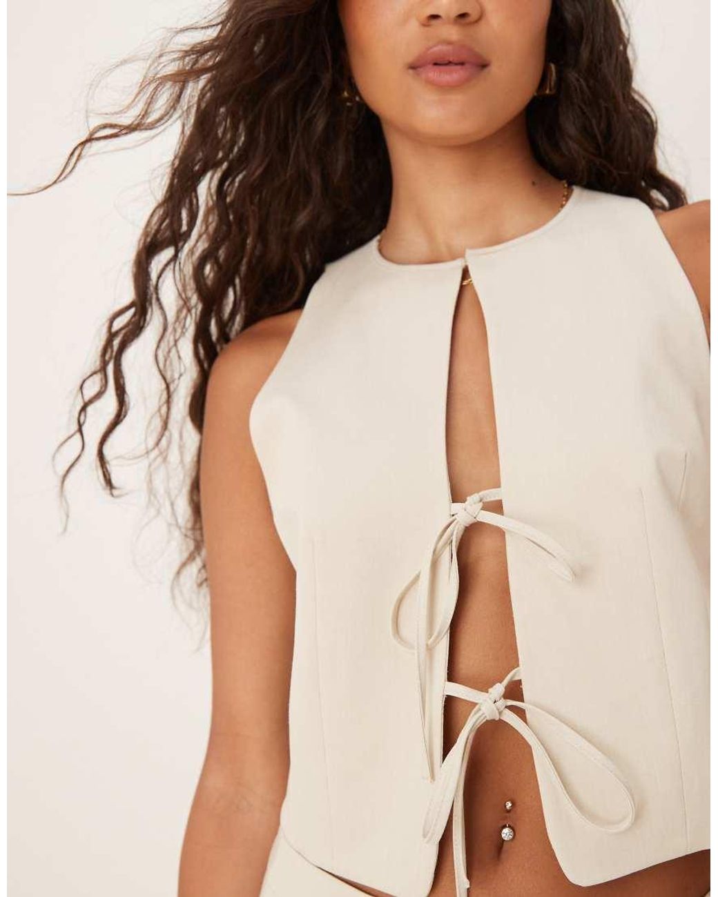 ASOS Natural Tie Front Waistcoat