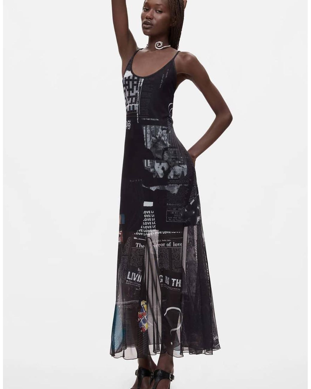 Desigual White Printed Strappy Dress