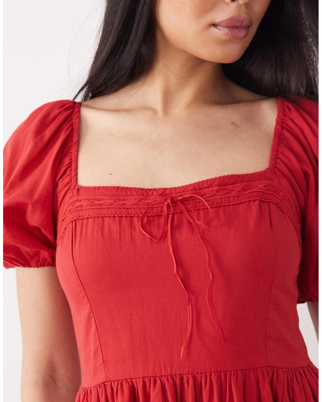 Abercrombie & Fitch Red Milkmaid Maxi Dress